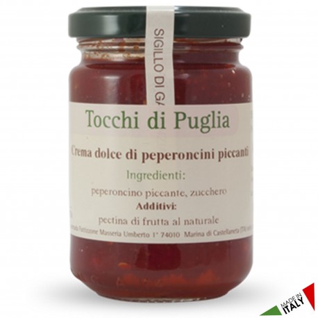 Crema Dolce di Peperoncini Piccantelli Tocchi di Puglia in Vasetto da 140 grammi