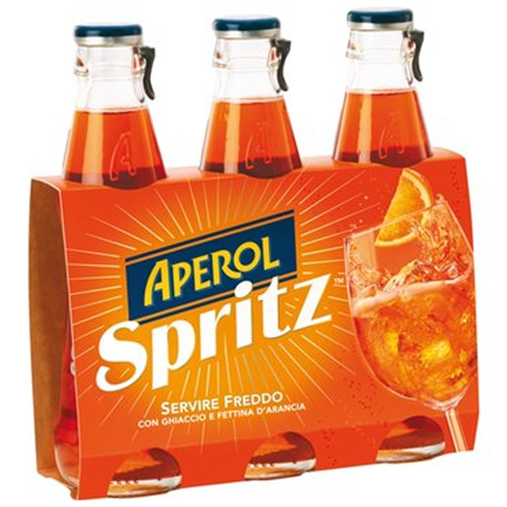 Aperol Spritz Aperitivo poco Alcolico in Confezione da 3 Bottiglie di Vetro  da 175 Millilitri - Buonitaly