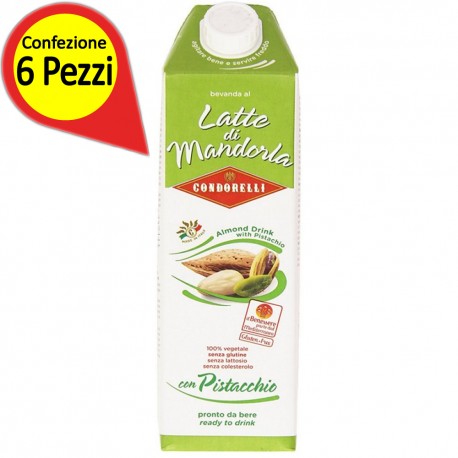 Condorelli Almonds and Pistachio Milk Pack of 6 Brik from 1 Liter Each