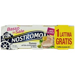 Nostromo Tonno Basso Sale in Olio Extra Vergine d'Oliva Grammi 80x2+1