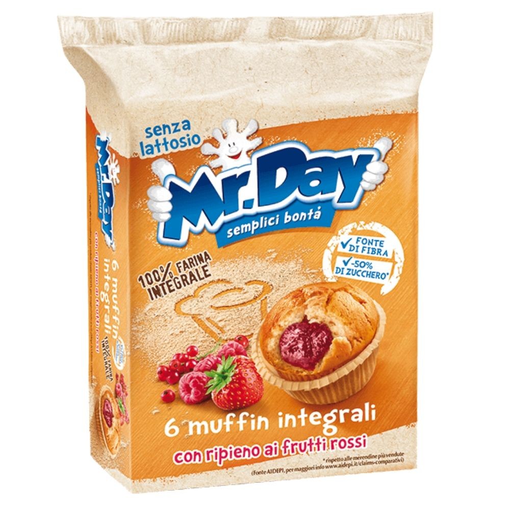 Mr Day Muffin Integrali ai Frutti Rossi Confezione da 6 Muffin - Buonitaly