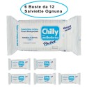 Chilly Salviettine Antibatteriche con Formula Anti-Odor 6 Buste da 12 Salviette Ciascuna