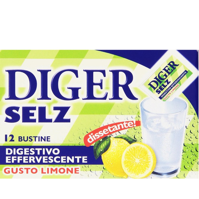 DIGER SELZ Digestivo Effervescente Gusto Limone Confezione Da 12 Bustine -  Buonitaly