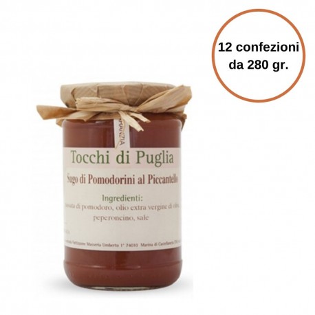 Tocchi di Puglia Sugo di Pomodorini al Piccantello in Vaso  Multipack 12 Confezioni da 280 gr.