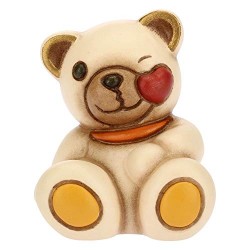 THUN - Teddy Emoticon Bacio - Formato Mini - Linea Teddy Emoticon - Ceramica - 3,8x3,6x4,2 h cm