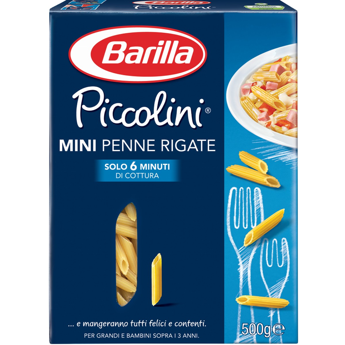 BARILLA Piccolini Mini Penne Rigate 500 Grammi - Buonitaly