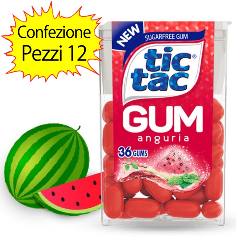 Tic Tac Gum Gusto Anguria Confezione 12 Pacchi di Tic Tac da 14 grammi  Ciascuno - Buonitaly