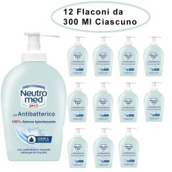 Neutromed Detergente Liquido Mani Con Antibatterico Naturale 12 Flaconi da 300 Ml Ciascuno