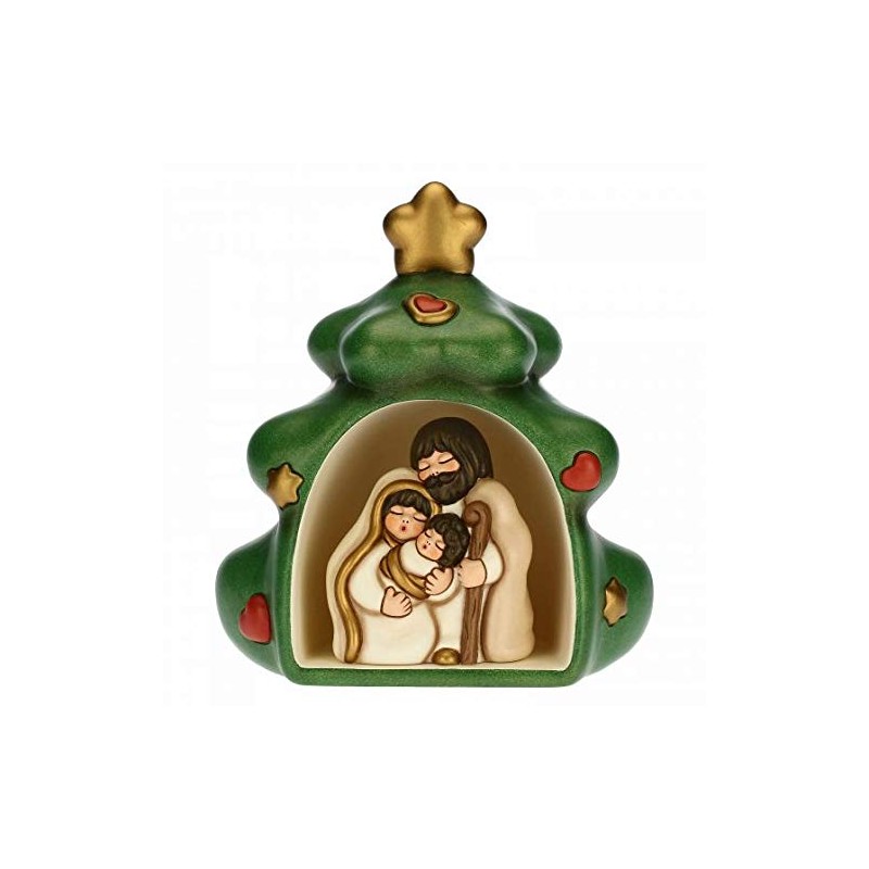 THUN - Mini Presepe Completo in Albero di Natale - Decorazioni Natale Casa  - Linea Presepe Classico - Ceramica - 23 h cm - Buonitaly