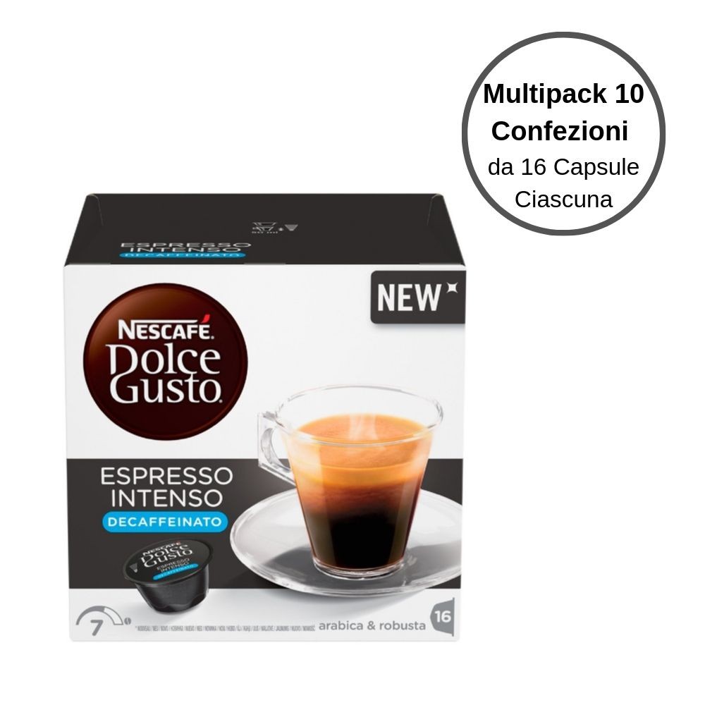 Nescafe' Dolce Gusto Espresso Intenso Decaffeinato Caffe' In Capsule  Multipack 10 Confezioni Da 16 Capsule Ciascuna - Buonitaly