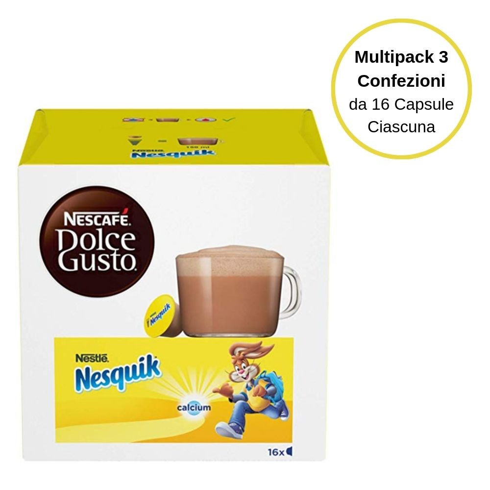 Nescafe' Dolce Gusto Nesquik Latte Al Cioccolato In Capsule Multipack Da 3  Confezione Da 16 Capsule Ciascuna - Buonitaly
