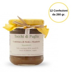 Tocchi di Puglia Confettura di Fichi e Mandorle Multipack da 12 Confezioni in Vasetto da 260 grammi