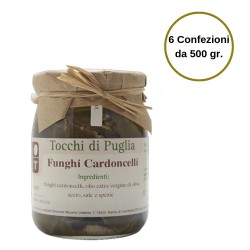 Tocchi di Puglia Funghi Cardoncelli in Olio Extra Vergine di Oliva Multipack 6 Confezioni da 500 grammi