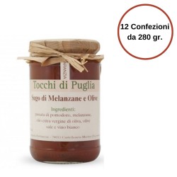 Tocchi di Puglia Sugo con Melanzane e Olive Nere in Vasetto Multipack 12 Confezioni da 280 grammi