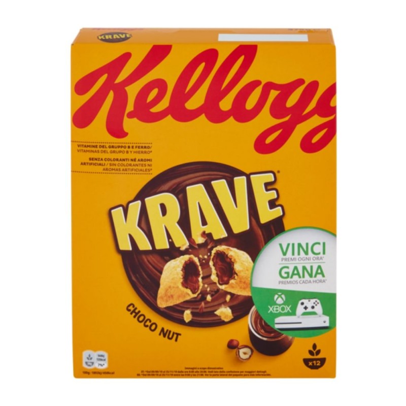 Kellogg'S Krave Choco Nut Cereali Ripieni Alla Nocciola In Confezione Da  375 Grammi - Buonitaly