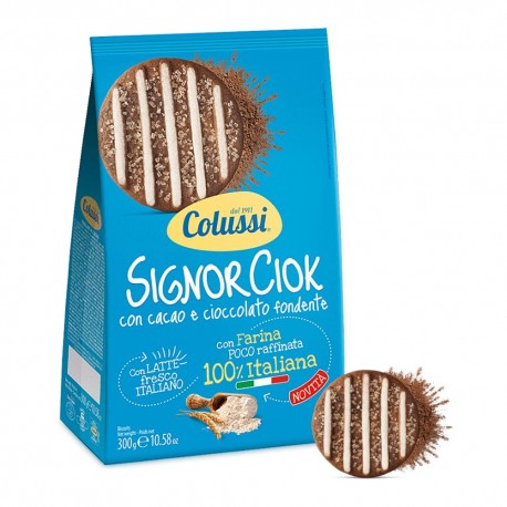 Colussi SignorCiok Biscotti Con Cacao E Cioccolato Fondente In Confezione Da 300 Grammi