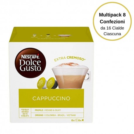 Nescafe' Dolce Gusto Cappuccino Caffe' In Capsule  Multipack Da 8 Confezioni Da 16 Capsule Ciascuna 