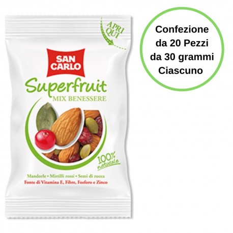 San Carlo Frutta secca Superfruit Mix Benessere Confezione da 20 Pezzi