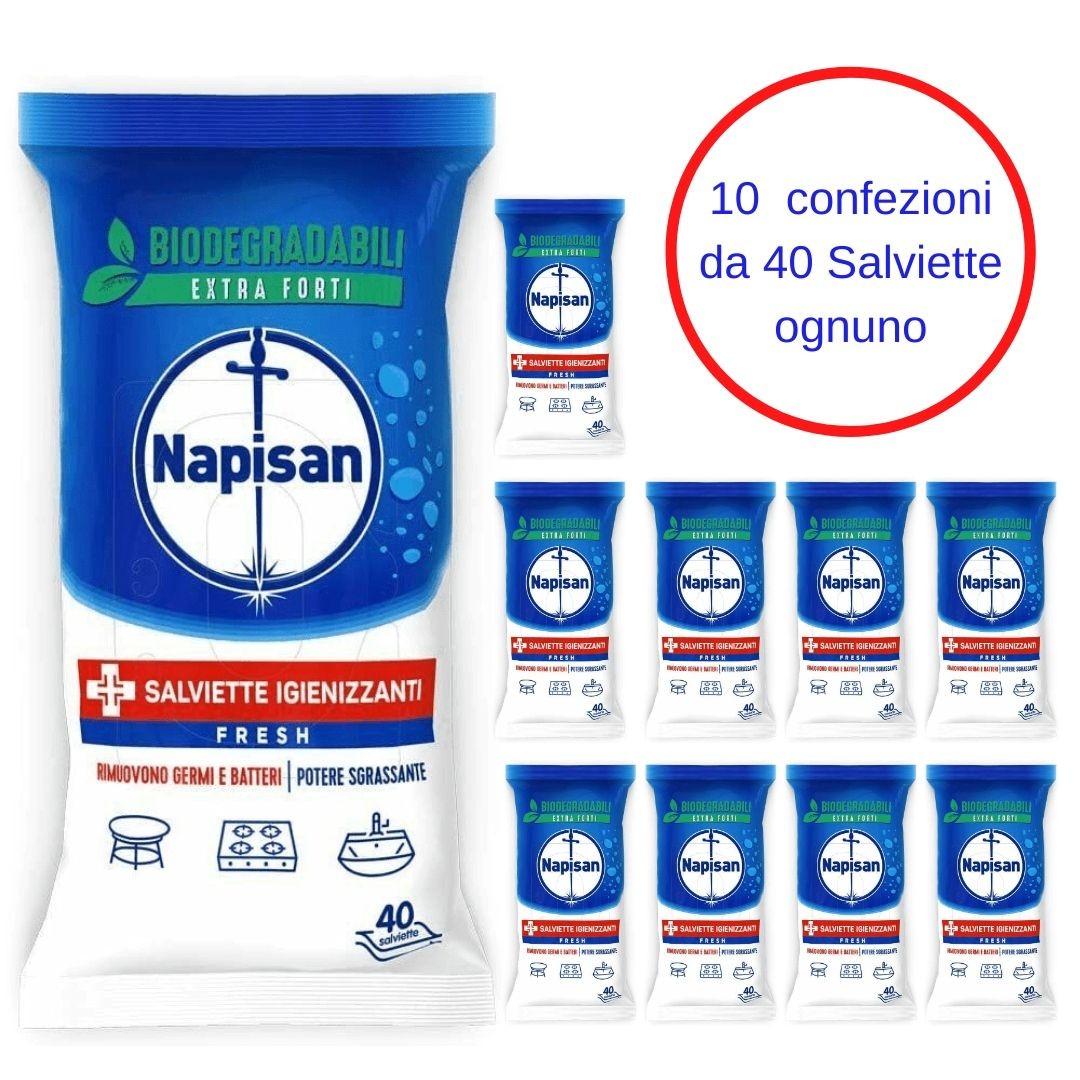 Napisan Salviette Igienizzanti Fresh Confezione da 10 Pezzi da 40 Salviette  - Buonitaly