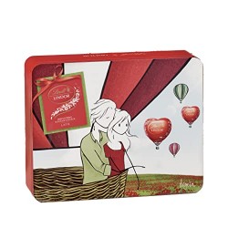 Lindt San Valentino Scatola Latta Virgola Regalo Cioccolatini Lindor a Forma di Cuore al Cioccolato al Latte, 210g