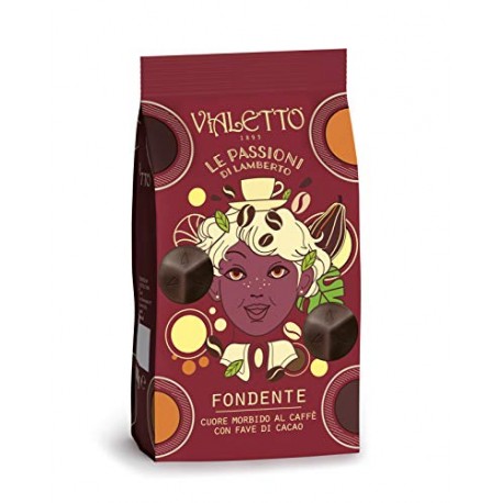 VIALETTO le Passioni di Lamberto | Praline Cioccolato Fondente Cuore al Caffè con Fave di Cacao | Confezione da 150 g