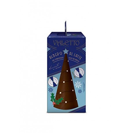 VIALETTO Albero Latte | Albero di Natale al Cioccolato al Latte | Decorato a Mano |Confezione da 350 grammi