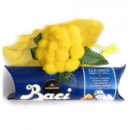 Auguri Baci Perugina -Regalo Mamma- Regalo Papà - Baci Perugina Classico 37,5 + Mini Mimose Artificiali