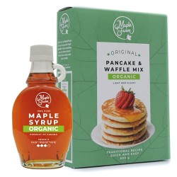 MapleFarm - Sciroppo d'acero e preparato per pancake BIO. Offerta: N.1 bottiglia di sciroppo d'acero BIOLOGICO + N.1 confezione 