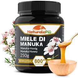 Miele di Manuka 800+ MGO 250 gr. Prodotto in Nuova Zelanda, Attivo e Grezzo, Puro e Naturale al 100%. Metilgliossale Testato da 