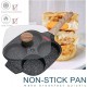 Bobikuke Pankache Padella, Padella Pancake con Coperchio Antiaderente Padella per Frittata a 4 Fori in Alluminio per Colazione H