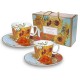 Carmani - Set di 2 tazzine da caffè con piattino, con "Girasoli" di Vincent Van Gogh, 125 mL