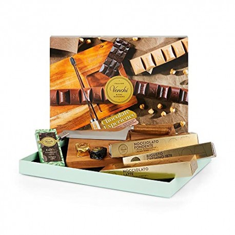 Venchi - Confezione Regalo Chocolate Experience Tagliere - Kit con Blocchetti di Cioccolato assortiti - Tagliere e Lama removibi