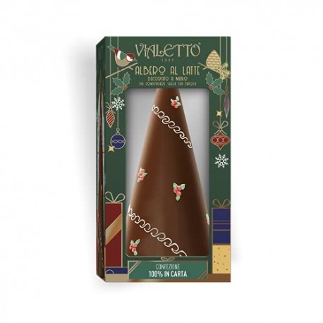 Vialetto Albero Latte | Albero Di Natale Al Cioccolato Al Latte | Decorato A Mano| Confezione da 350 grammi