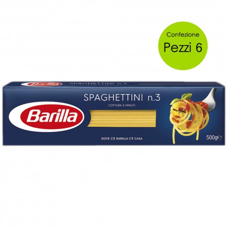 Multipack 6 Pezzi Barilla Spaghettini N 3 Grammi 500 Pasta Italiana Di Semola