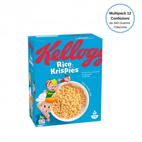 Kellogg's Cereali Rice Krispies Multipack Da 12 Confezioni Da 340 Grammi Ciascuna