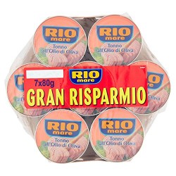 Rio Mare - Tonno all'Olio di Oliva, Qualità Pinne Gialle, 7 lattine da 80g